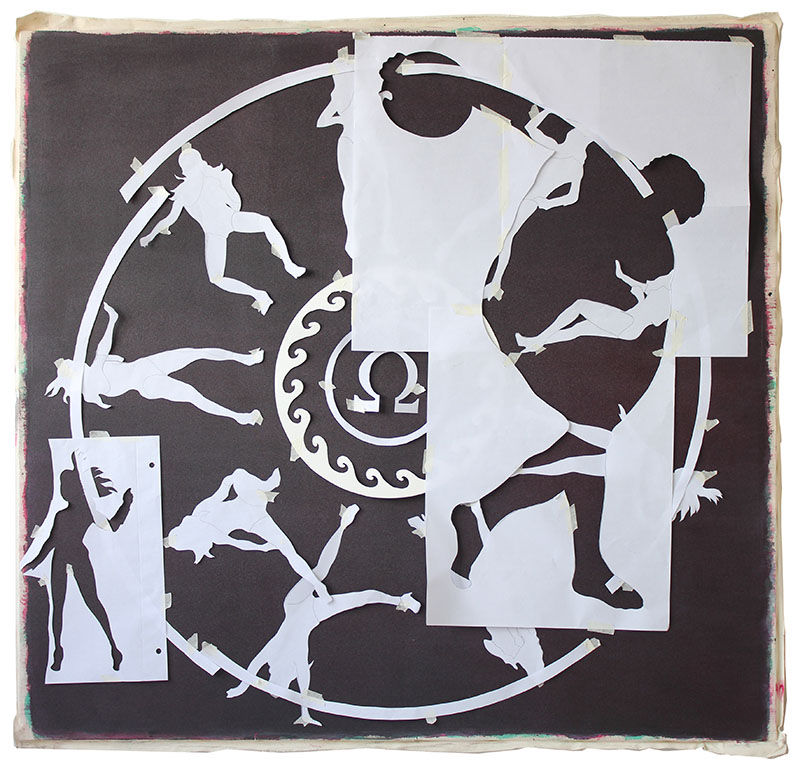 Amy Cochrane - Disc-Oh-Oh - 2015 - Acrylic and Paper on Canvas - 173x165cm